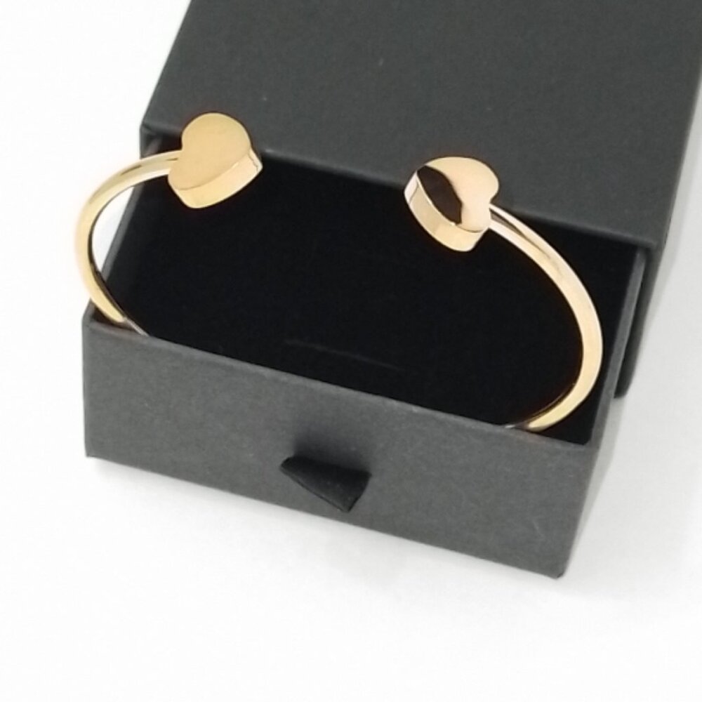 ❤️ 18k Gold Plated Heart Bangle 316L Stainless Steel 17cm Trendy Jewelry Love